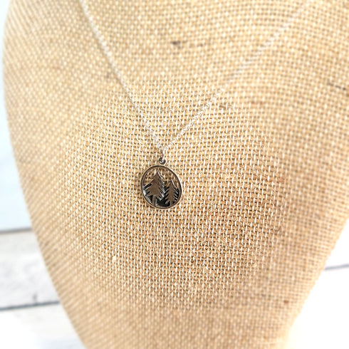 Pine Tree Circle Sterling Necklace